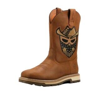 SUREWAY Men's Cowboy Western Boots Size 10.5 Leather Square Steel Toe Slip Res.